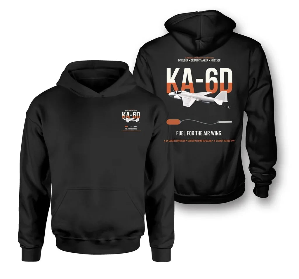 KA-6D Intruder design on black double-side hoodie, double-side print