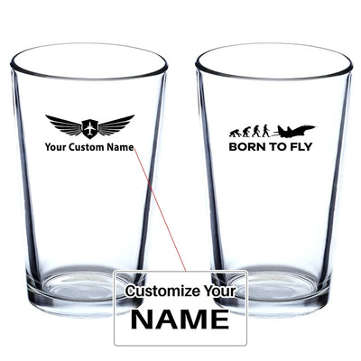Born To Fly Military Beer & aviation design on beer water glass, versatile drinkware.