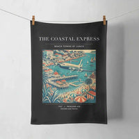 Thumbnail for VINTAGE G4096 - The Coastal Express - Designed Towels design on black