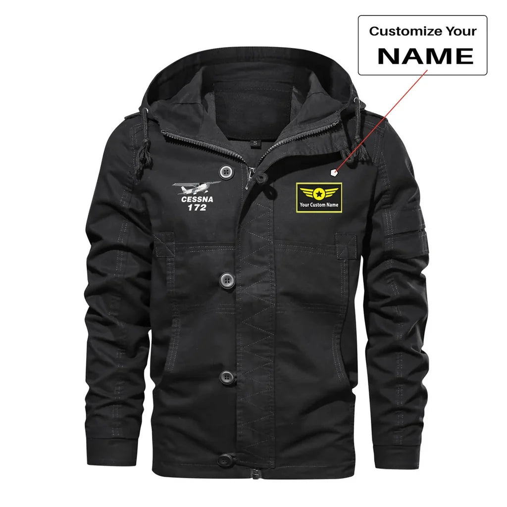 The Cessna 172 aviation design printed on heavy cotton shell with classic fit cotton jacket.