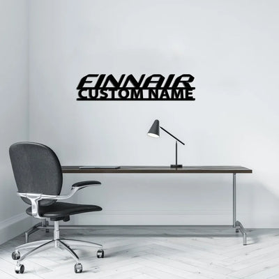 Finnair Airlines aviation design on durable metal with painted finish metal wall sign.