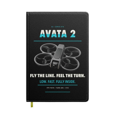 DJI Avata 2 design on black notebook