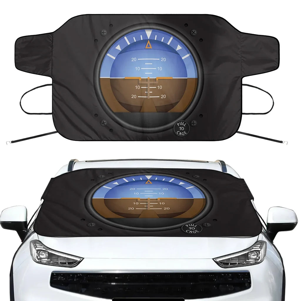 Airplane Instruments-Gyro Horizon Car aviation design on car windshield cover.