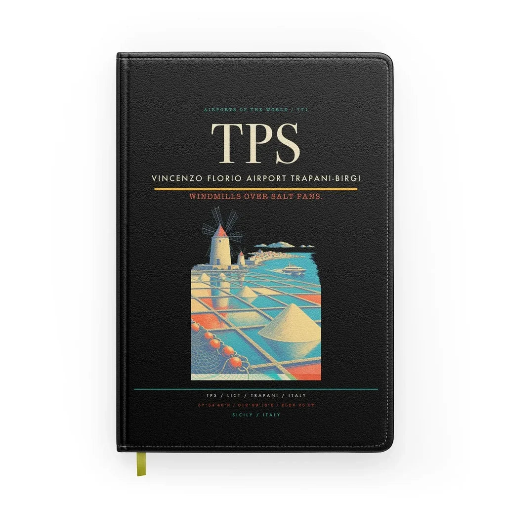 Vincenzo Florio Airport Trapani-Birgi (TPS) design on black notebook