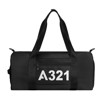 Airbus A321 Flat Text aviation sports bag in durable nylon.
