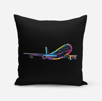 Multicolor aviation design on soft polyester filling pillow.