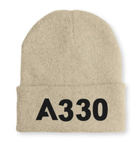 Thumbnail for Airbus A330 Flat Text Embroidered aviation embroidery on soft knit fabric beanie.