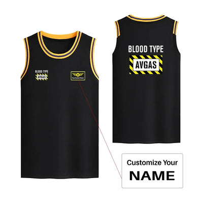 Blood Type AVGAS Basketball Style Sports aviation design printed on quick-dry breathable fabric men's sport tank top.