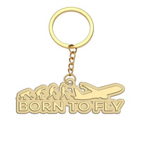 Thumbnail for Born To Fly aviation hollow key chain in polished alloy.