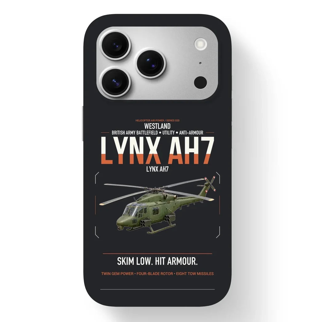 Westland Lynx AH7 design on black magsafe iphone case, for iPhone 17 Pro