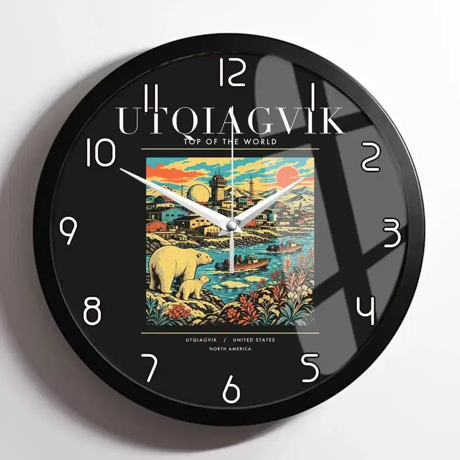UTQIAGVIK - Poster - Wall Clock Framed - Black