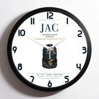 Thumbnail for Jackson Hole Airport (JAC) design on white framed wall clock