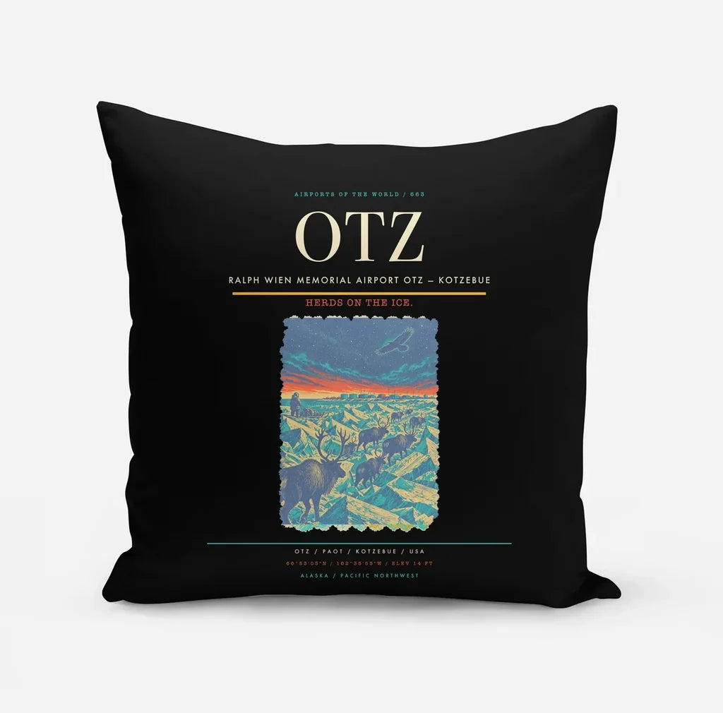 Ralph Wien Memorial Airport (OTZ) design on black pillow