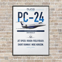 Thumbnail for Pilatus PC-24 vertical canvas print - framed - white background