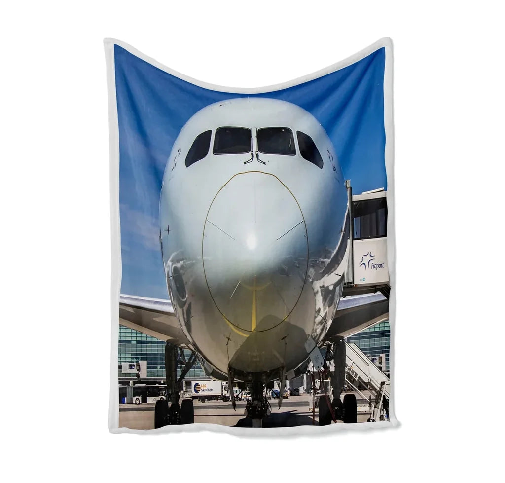 Face to Face with Boeing 787 Bed Blankets & aviation print on soft fleece blanket.