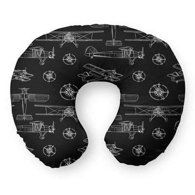 Propeller Lovers Travel & Boppy aviation design on memory foam with soft cover travel pillow.