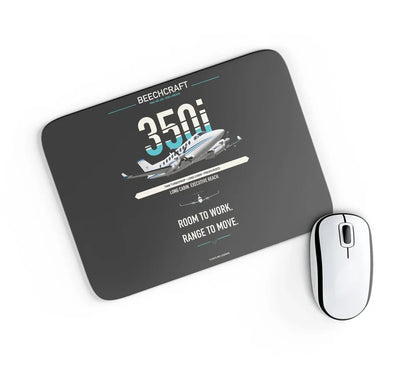 Beechcraft King Air 350i design on black rectangle mouse pad