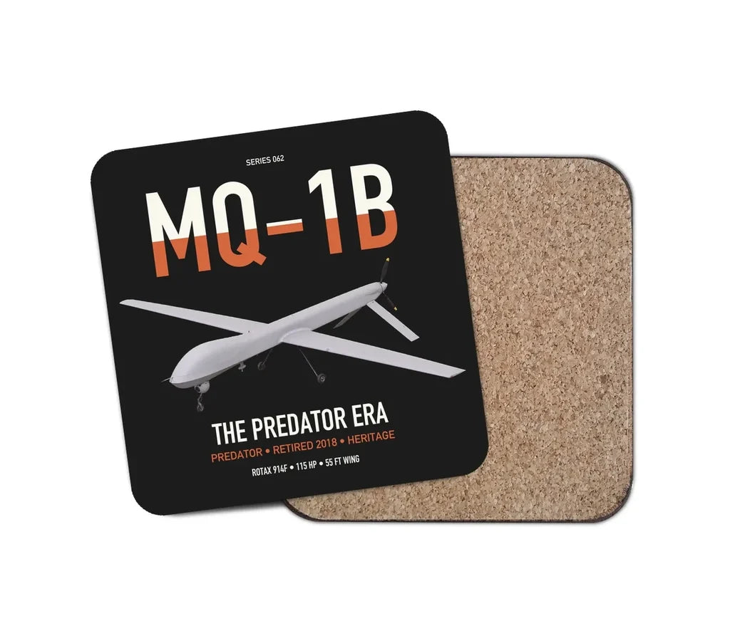 MQ-1B Predator design on black 1 piece coaster