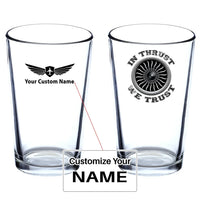 Thumbnail for In Thrust We Trust (Vol 2) Beer & aviation design on beer water glass, versatile drinkware.