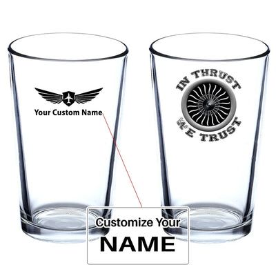 In Thrust We Trust (Vol 2) Beer & aviation design on beer water glass, versatile drinkware.