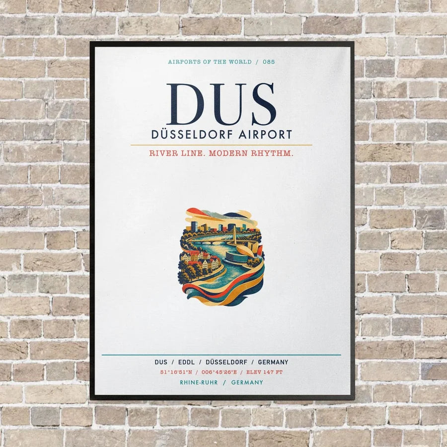 Düsseldorf Airport DUS vertical canvas print - framed - white background