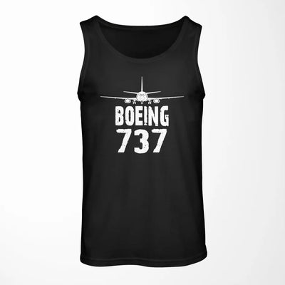 Boeing 737 & Plane aviation design on breathable cotton tank top.