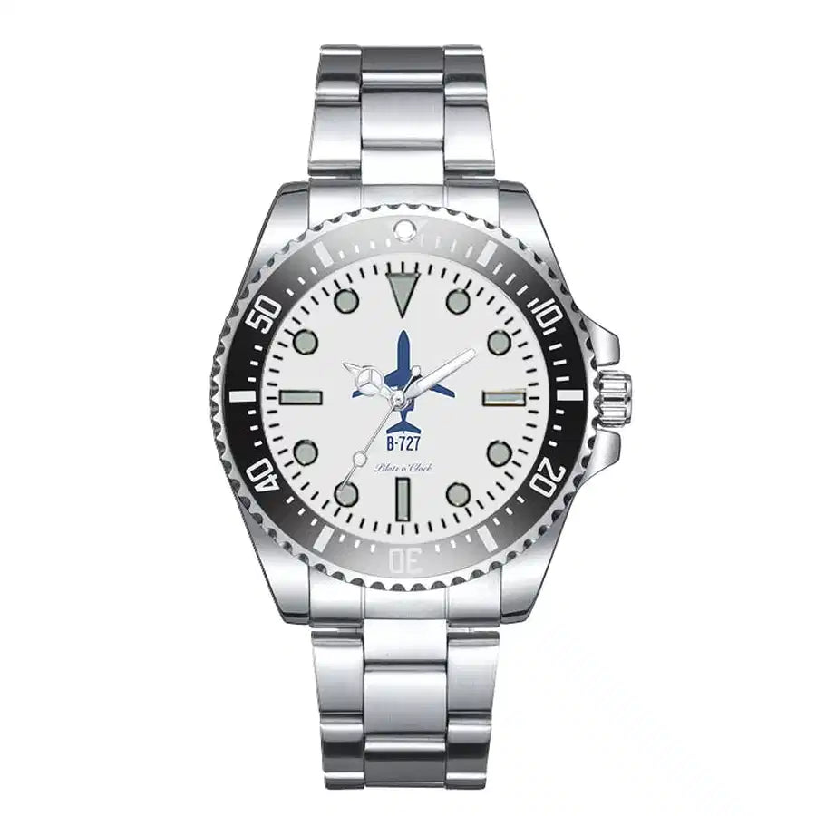 Boeing 727 Luxury Aviators aviation-themed aviator watch, polished premium stainless steel.