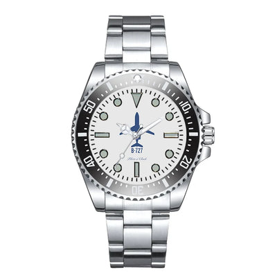 Boeing 727 Luxury Aviators aviation-themed aviator watch, polished premium stainless steel.