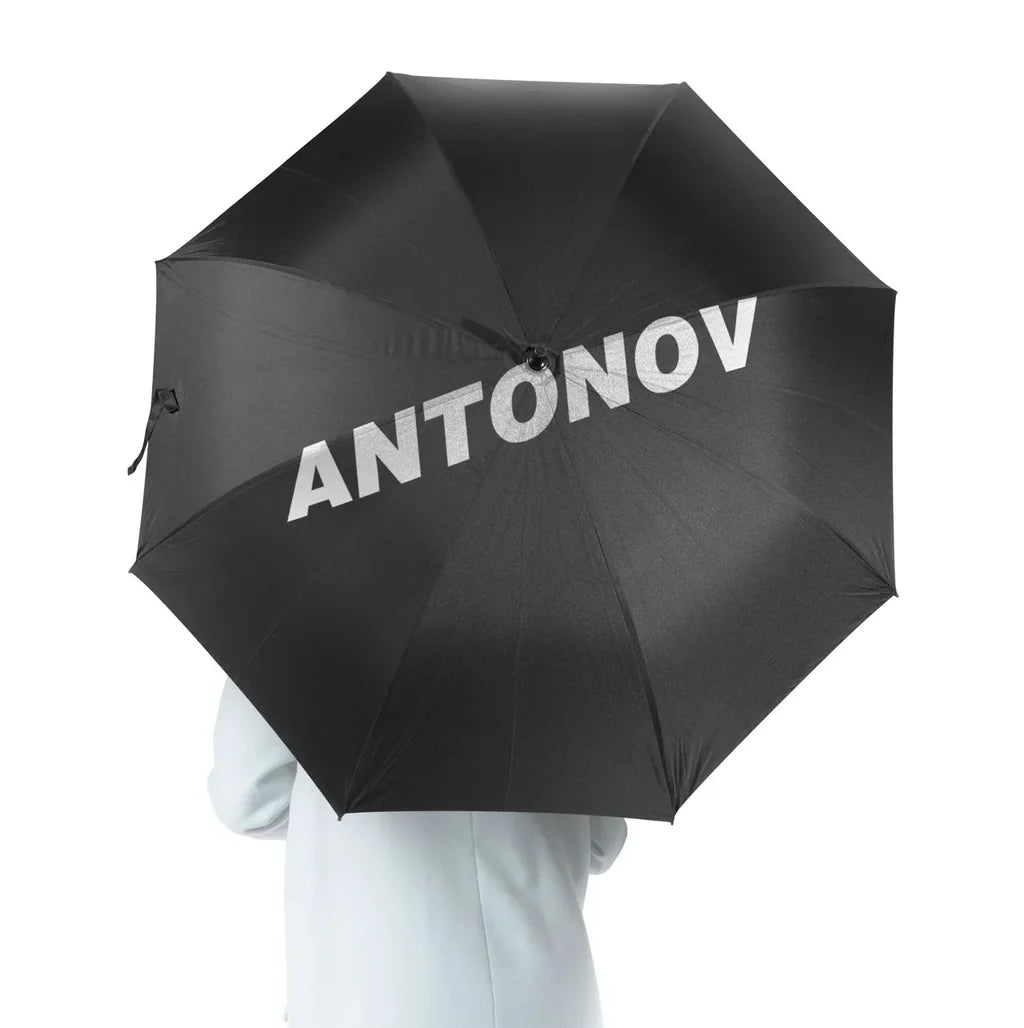 Antonov & Text aviation design on windproof polyester umbrella.