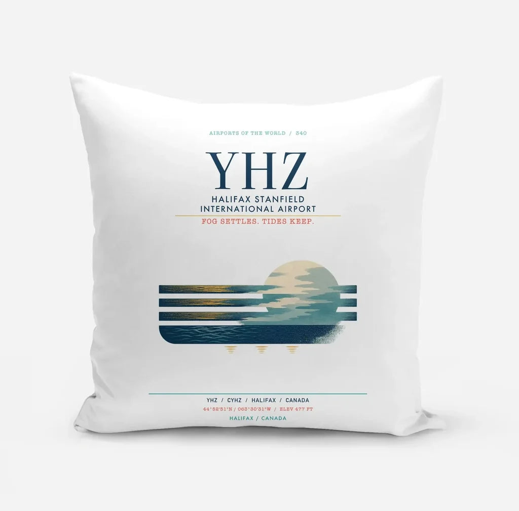 Halifax Stanfield International Airport (YHZ) design on white pillow