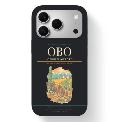 Obihiro Airport (OBO) design on black iPhone 17 Pro MagSafe case