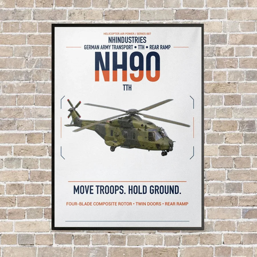 NHIndustries NH90 TTH vertical canvas print - framed - white background