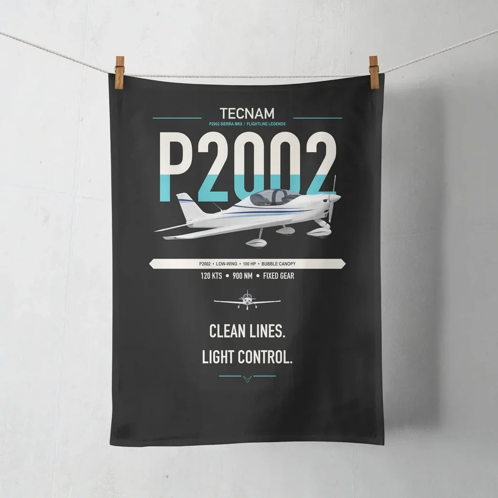 Tecnam P2002 Sierra MkII design on black towel