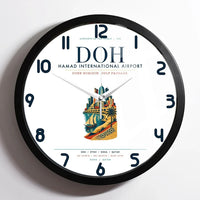 Thumbnail for Doha Hamad International Airport (DOH) design on white framed wall clock