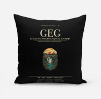 Thumbnail for Spokane International Airport (GEG) design on black pillow