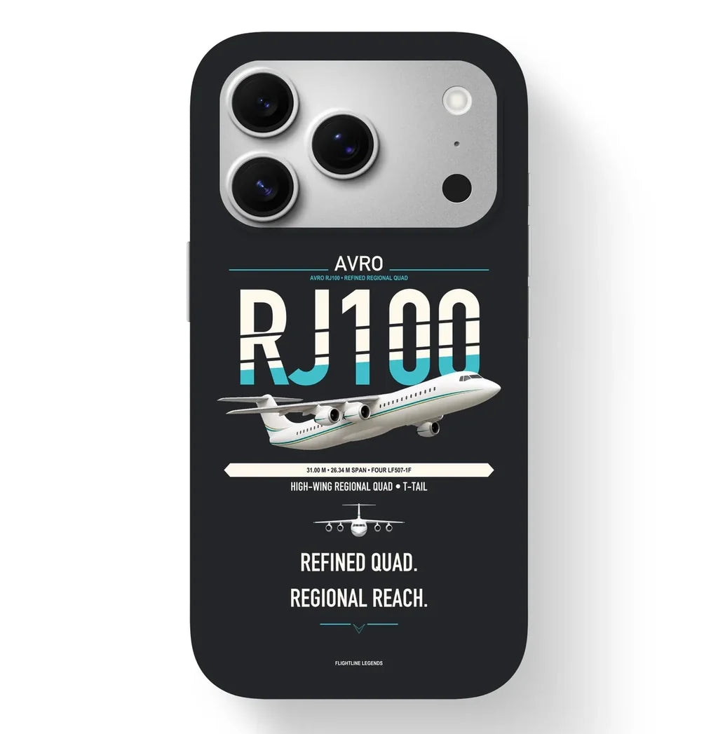 Avro RJ100 design on black magsafe iphone case, for iPhone 17 Pro