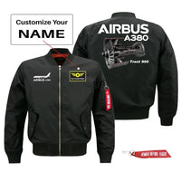 Thumbnail for Airbus A380 & Trent 900 Engine Pilot Jackets (Customizable) aviation design printed on comfortable shell with classic fit des.