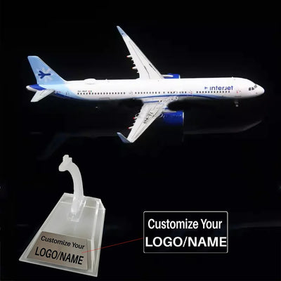 Side view of Interjet Mexico Airbus A321neo Airplane Model (1/400 Scale) aviation 16-18cm scale model aircraft in diecast met.