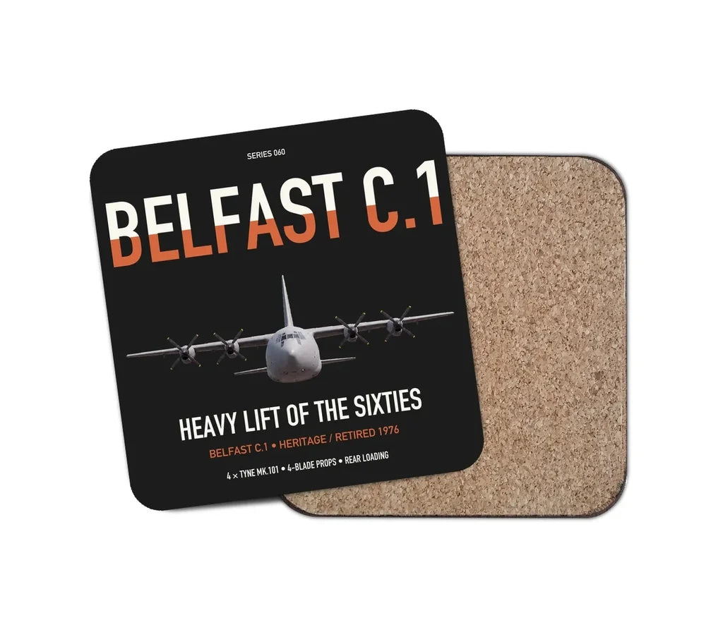 Short Belfast C.1 design on black 1 piece coaster