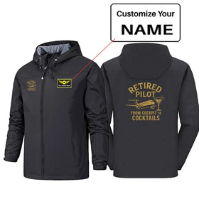 Retired Pilot & Coctails Rain Jackets & Windbreakers