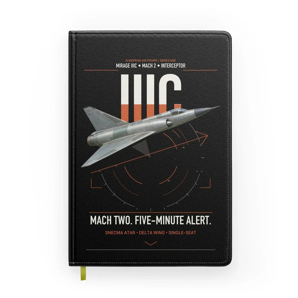Dassault Mirage IIIC design on black notebook