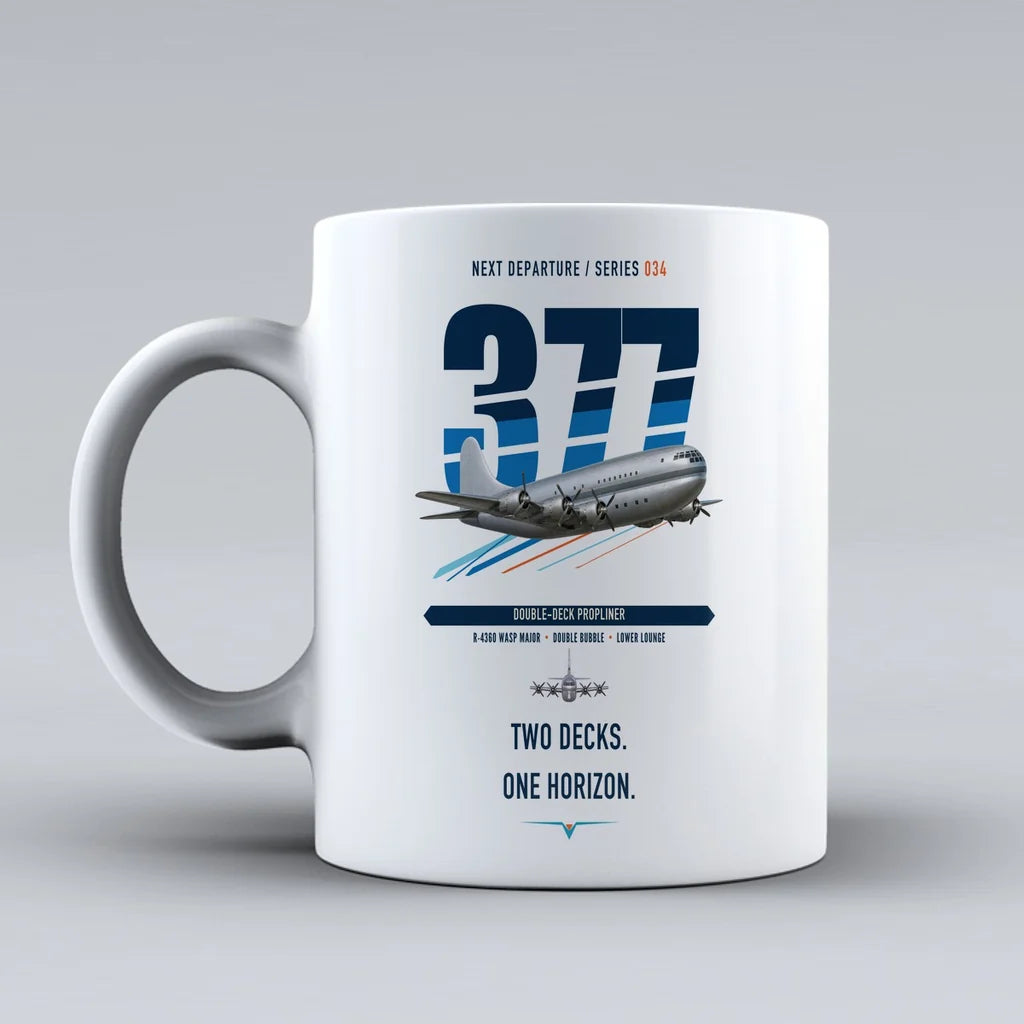 Boeing 377 Stratocruiser double-side print on white ceramic mug