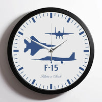 Thumbnail for Fighting Falcon F-15 (Special) aviation design on premium wood and metal wall clock.