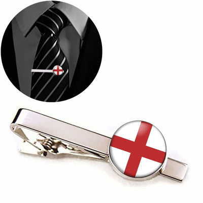 England Flag aviation-themed tie clip, polished stainless steel.
