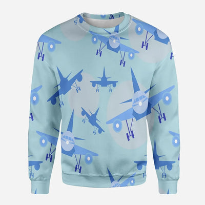 Super Funny Airplanes aviation design printed on soft cotton blend 3D sweatshirt.