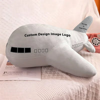 Thumbnail for Custom Design Image Logo aviation design on soft polyester filling airplane-shape decorative pillow.