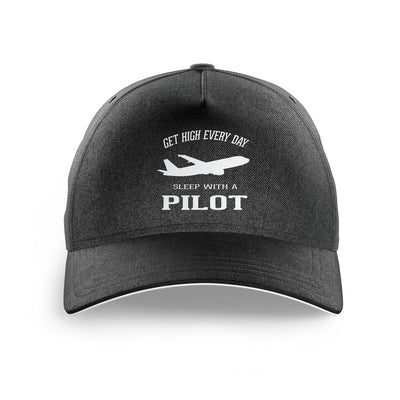 Get High Every Day Sleep With A aviation embroidery on durable cotton printed cap.