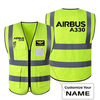 Thumbnail for Airbus A330 & Text aviation design printed on high-visibility reflective fabric reflective vest.