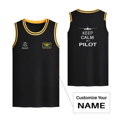 Pilot (777 Silhouette) Basketball Style Sports aviation design printed on quick-dry breathable fabric men's sport tank top.