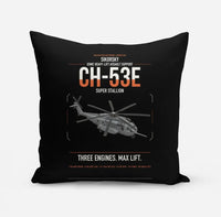 Thumbnail for Sikorsky CH-53E Super Stallion design on black pillow